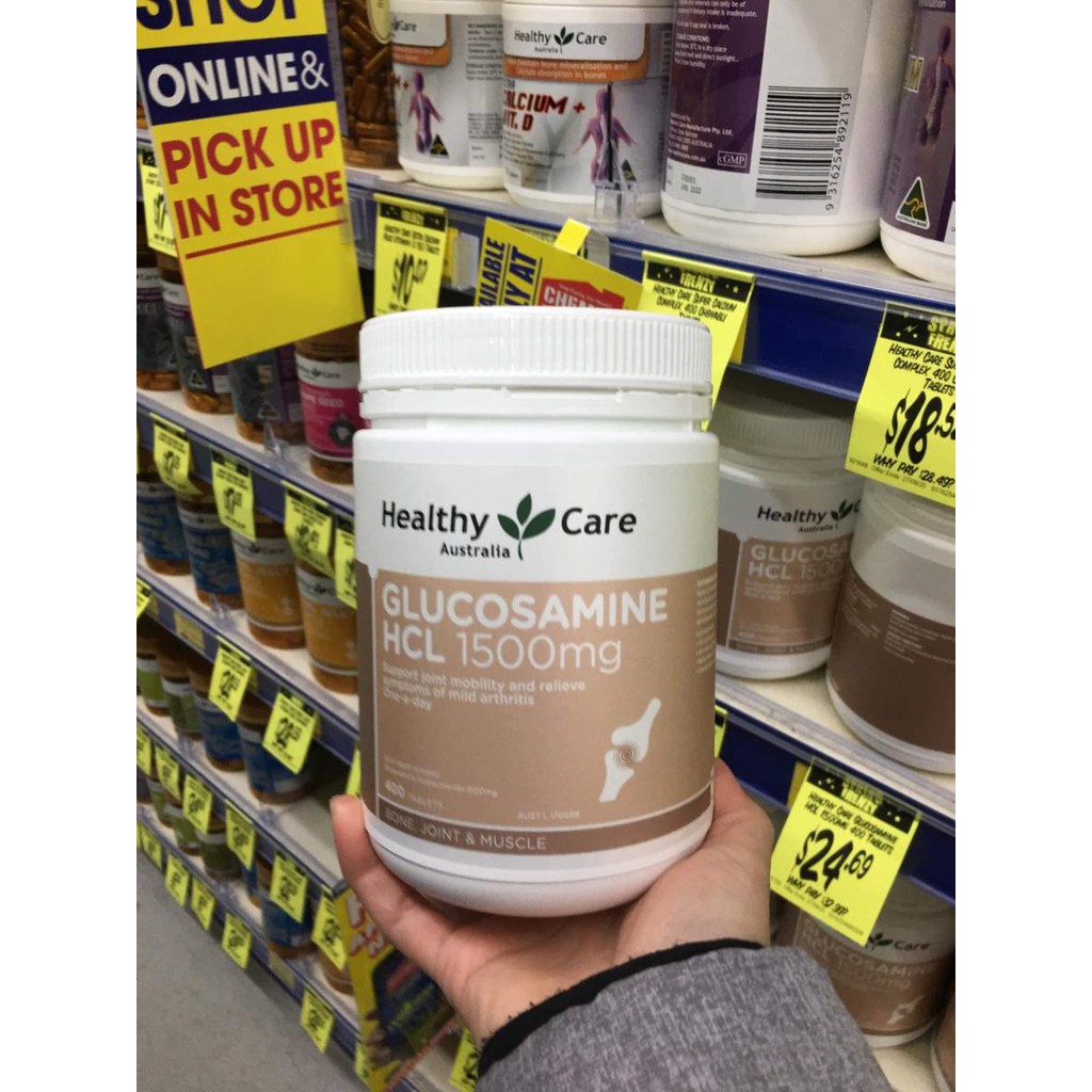 Glucosamin HCL 1500mg Healthy Care supplements, 400 tablets (glu HC