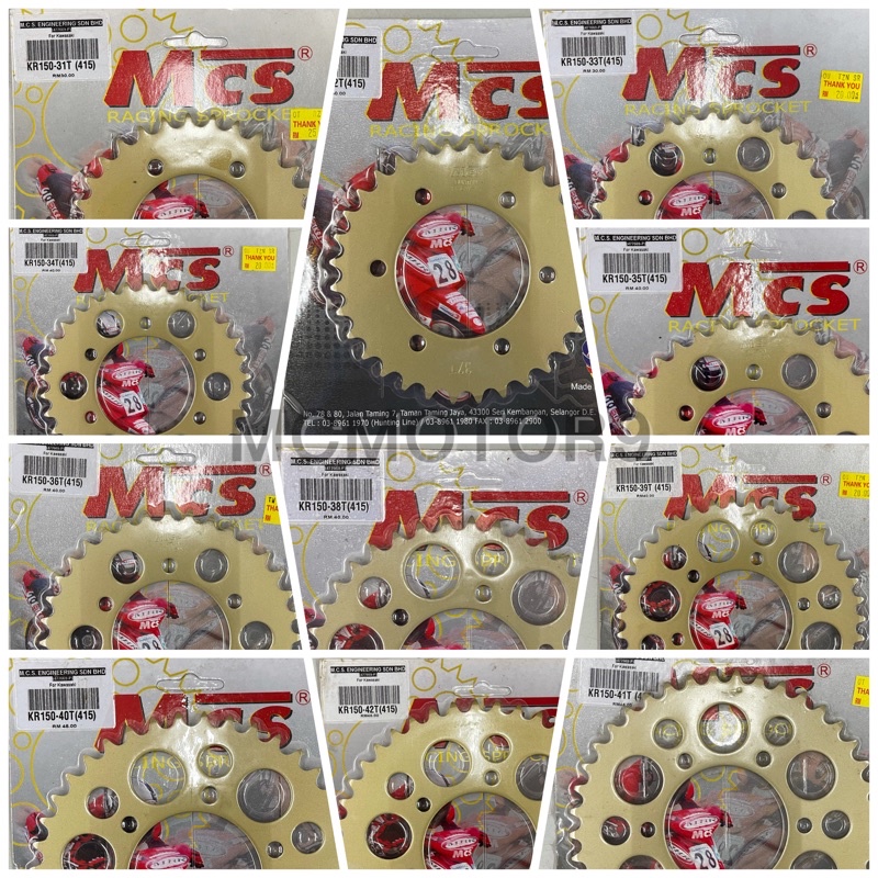 MCS 415 Sprocket Racing KR150 DINAMIK GT128 AR125 29T > 42T MODENAS ...