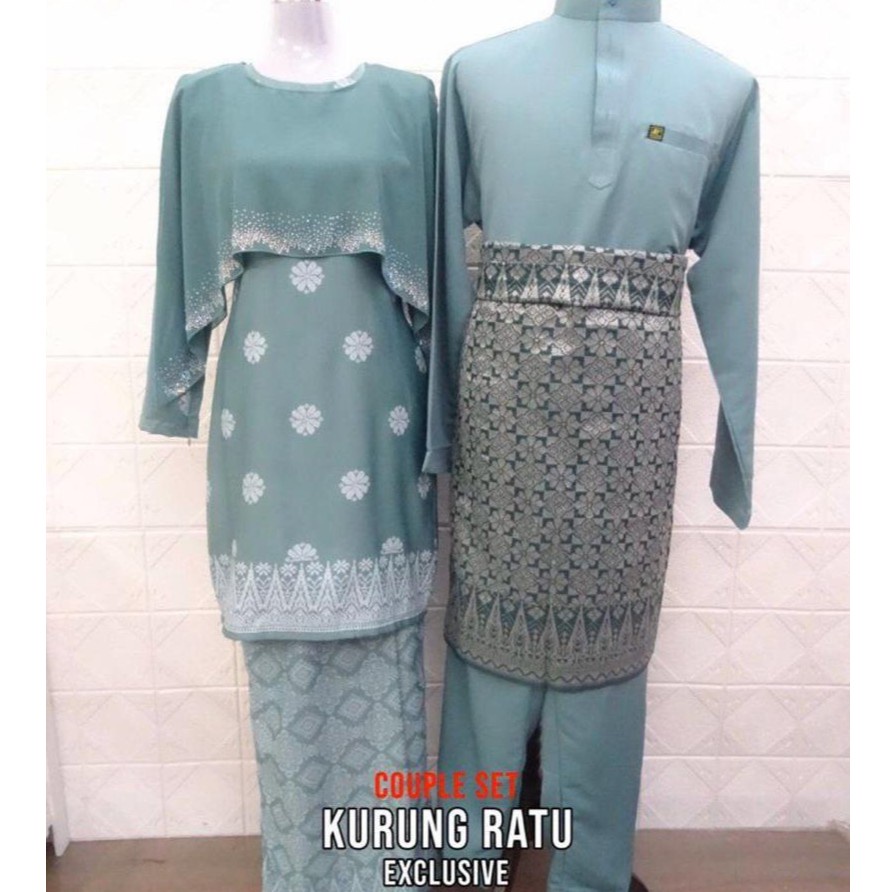 [sz 36 48] Kurung Ratu Pine Green Baju Kurung Moden Songket Tabur