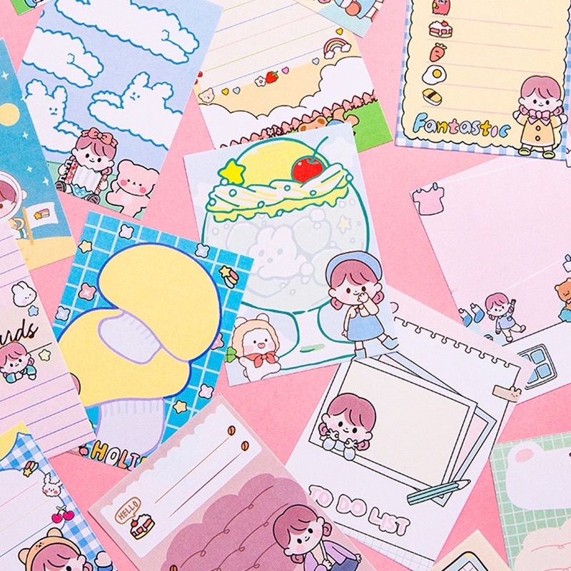 100 Sheets Cartoon Mixed Pattern Note Paper Student Journal Decoration ...