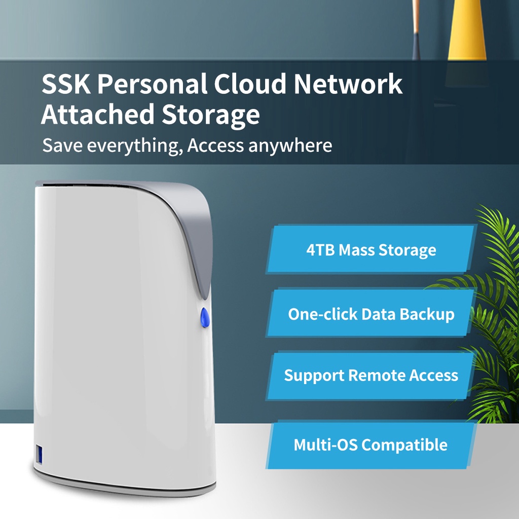 SSK 4TB NAS Personal Cloud Network Attached Storage Support AutoBackup