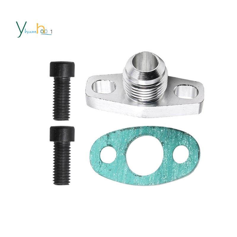 AN10 Turbo Oil Return Drain Flange Adapter Kit For GT28 GT30 GT35 T25 With M8x125mm Bolts Silver 87370561