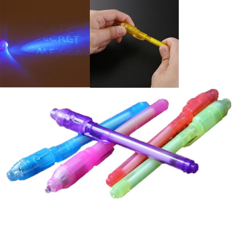 2 in 1 Luminous Light Invisible Ink Pen UV Check Money Light Toy Kids  Drawing Secret Magic Pens Children Lighting in the Dark