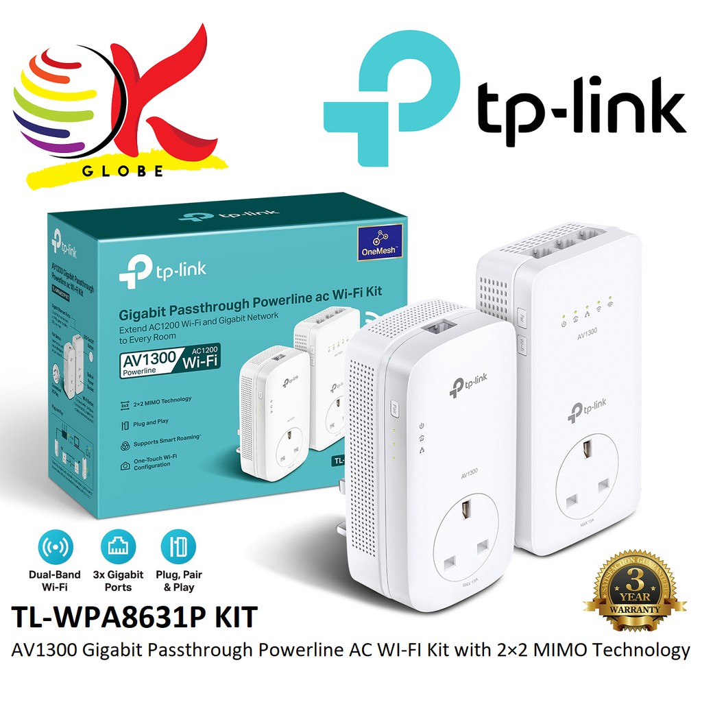 TP-LINK TL-WPA8631P KIT AV1300 / TL-WPA7617 KIT AV1000 HOMEPLUG GIGABIT  POWERLINE AC WI-FI KIT WITH PLUG & PLAY DESIGN