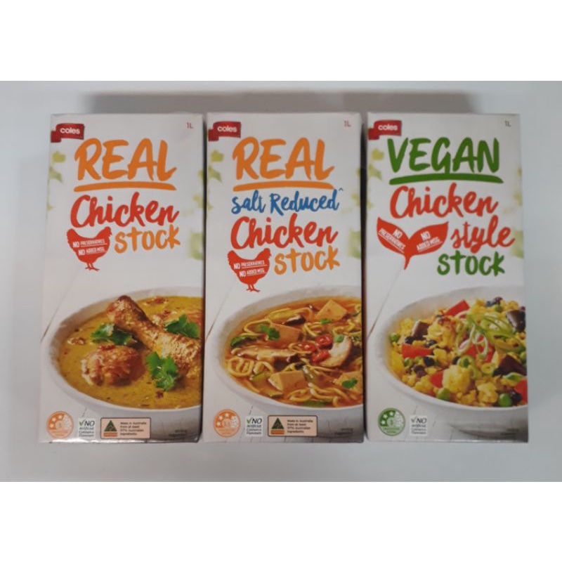 Coles Real Ori/Salt Reduced/Vegan Style Chicken Stock Shopee Malaysia