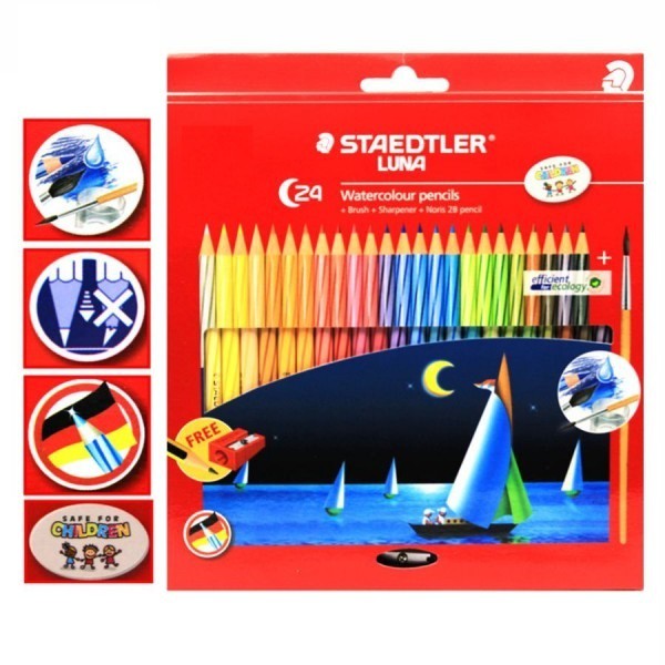 STAEDTLER Luna 24 Colors Coloured Pencil Set with FREE Pencil Sharpener