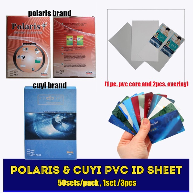 PVC ID Sheet 50sets per pack polaris and cuyi brand A4 SIZE Shopee