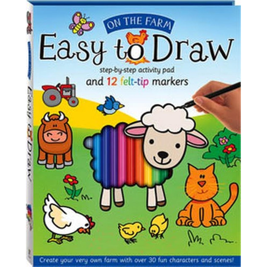 On The Farm Easy to Draw with activity pad and 12 felt-tip Marksx ...