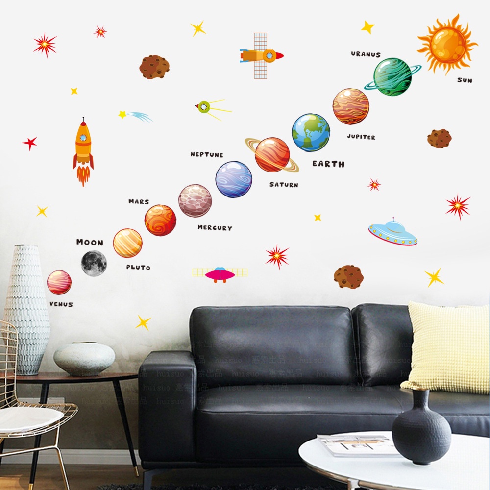 The Solar System Wall Stickers Sticker Removable Outer Space Planet DIY ...