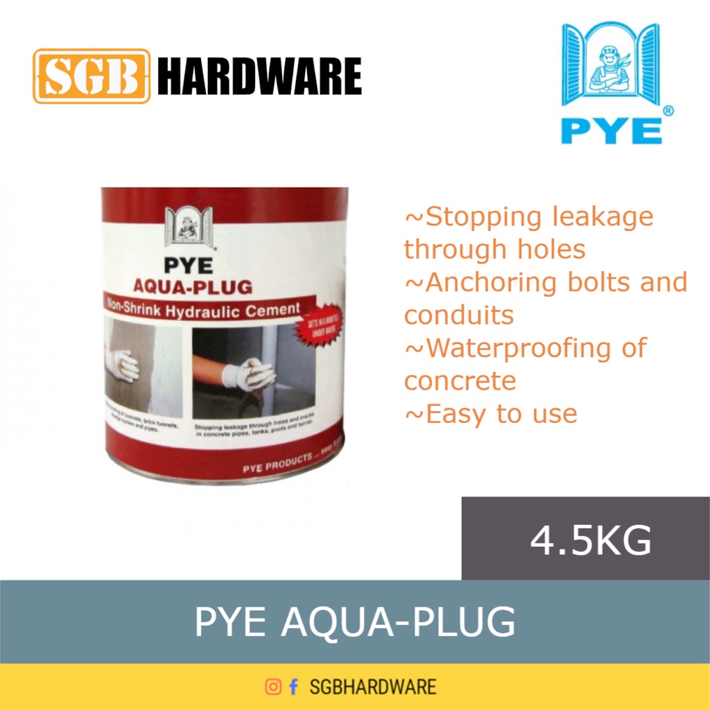 PYE Aqua-plug 4.5kg Hydraulic Cement / WATER PLUG NON-SHRINK Waterproof ...