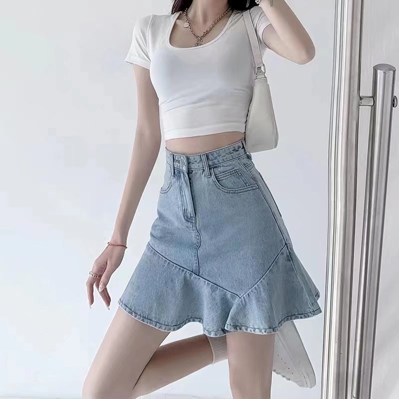 Spicy Girl High-Waisted Slimming Ultra-Short Denim Skirt main image 0