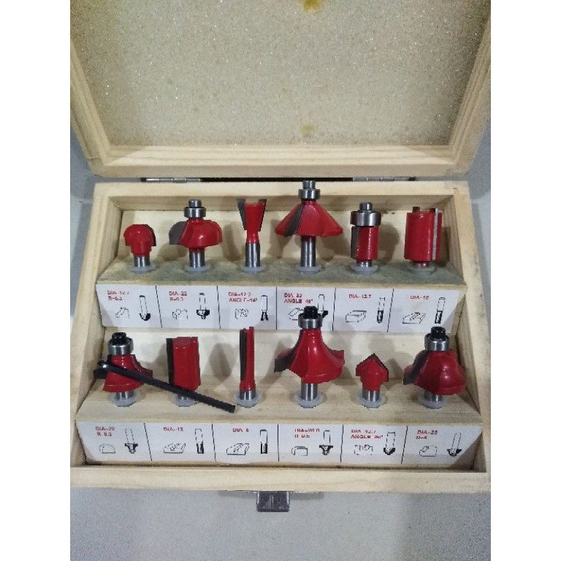 MATA KAYU Wood profile bits, router bits, trimer bits, set of 12 pcs ...