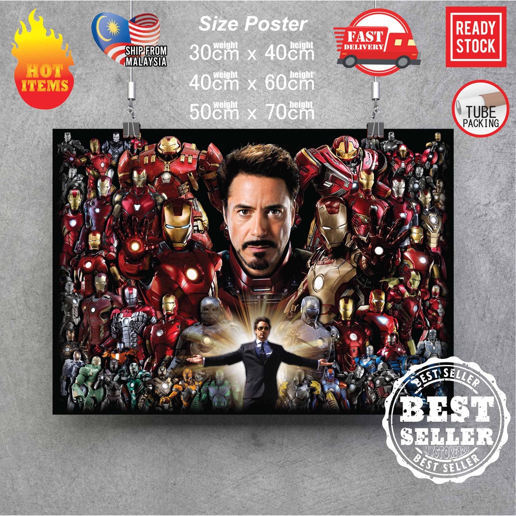 (READY STOCK)Marvel Poster The Avengers iron Man Spider-Man Captain ...