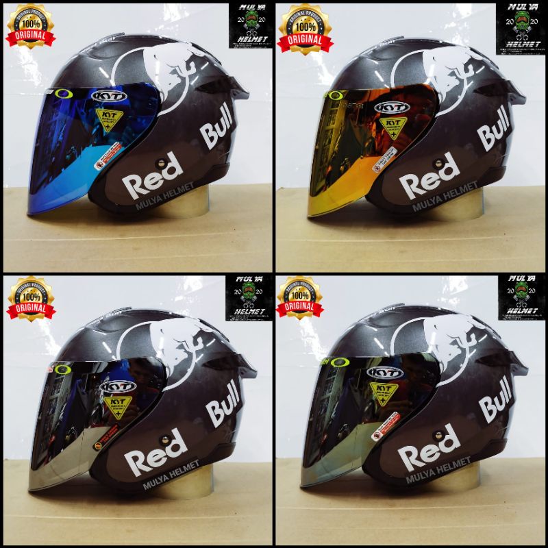 Kyt Kyoto Gray Half Face Helmet (Handsome Package x Redbull) | Shopee ...