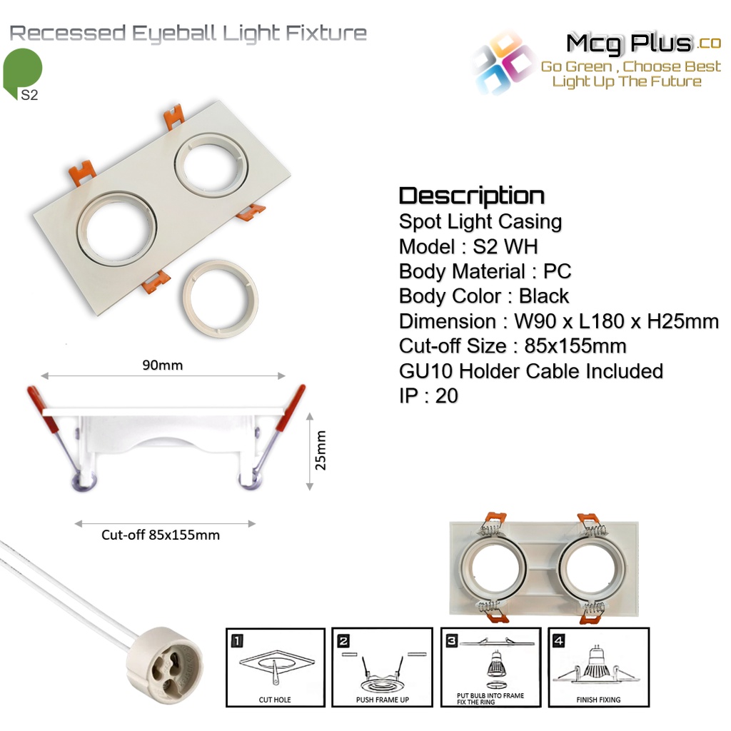 Lighting Fixtures & Eyeball Fitting Black / White Eyeball Casing