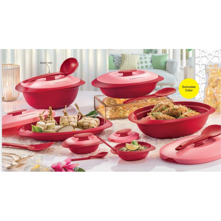 Tupperware Royal Red Serving Set with/without Sambal Dish & Giftbox ...