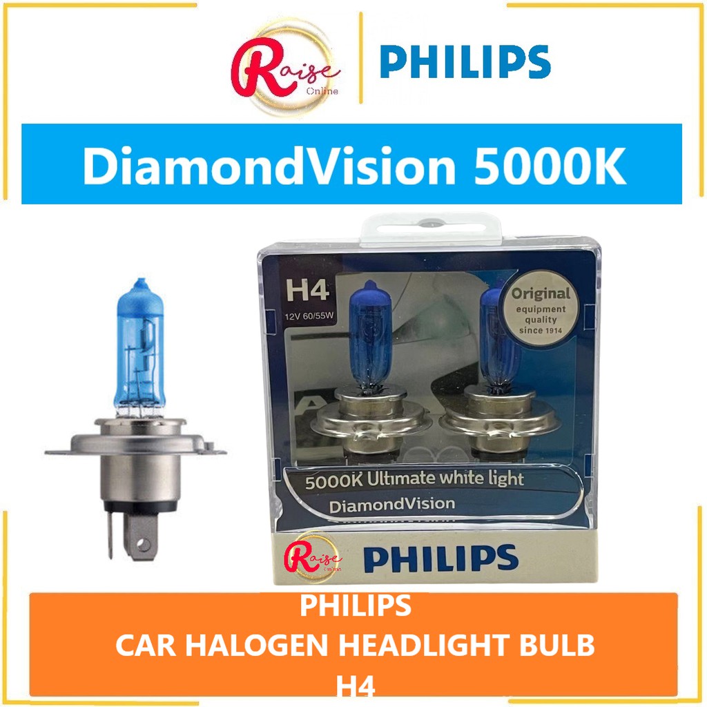 Philips Diamond Vision Original H4 5000K 12V Car Halogen Headlight Bulb ( 1  SET 2PCS )
