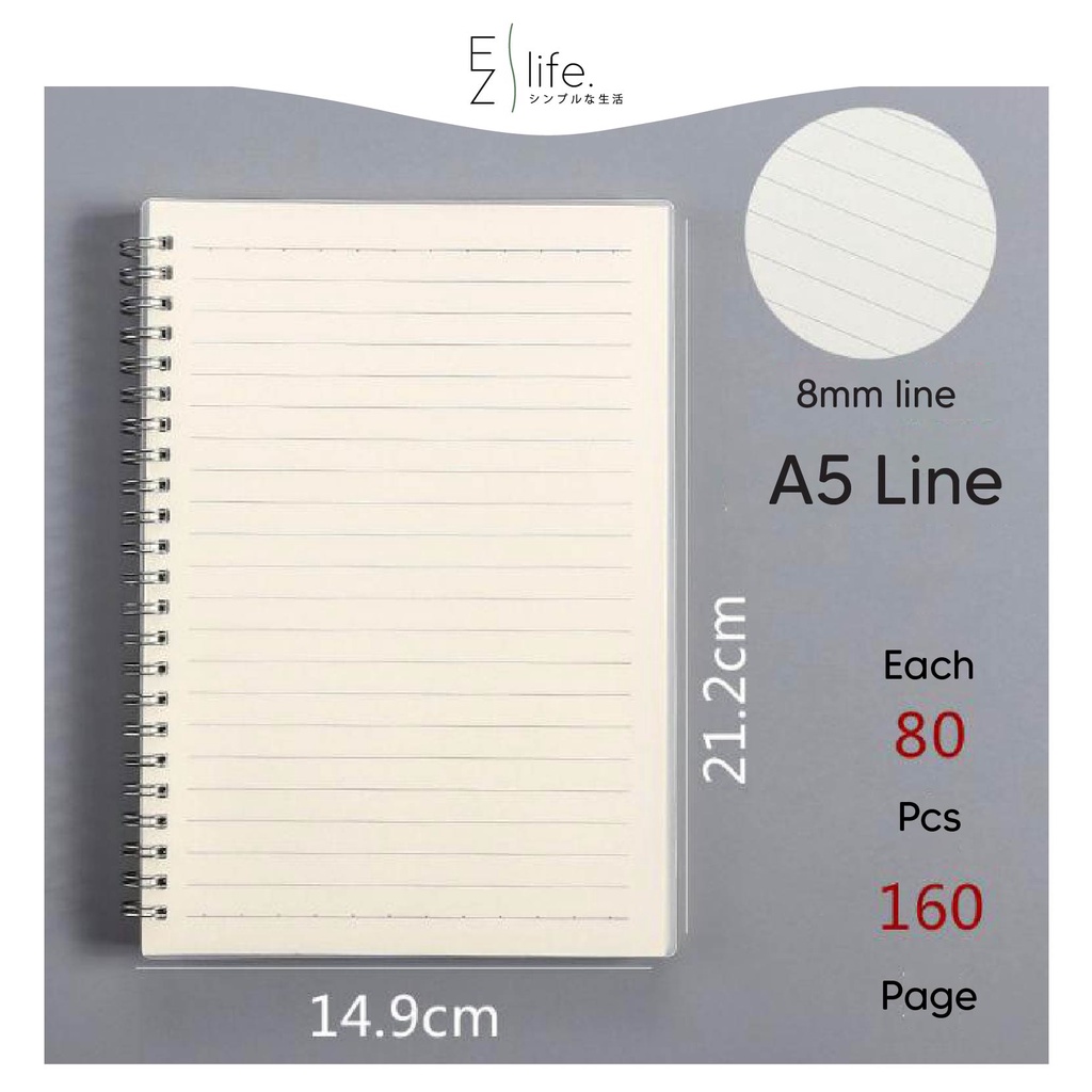 BUY 35-7 EzLife B5 A5 A6 160 Pages Blank Grid Line Matte Cover Notebook ...