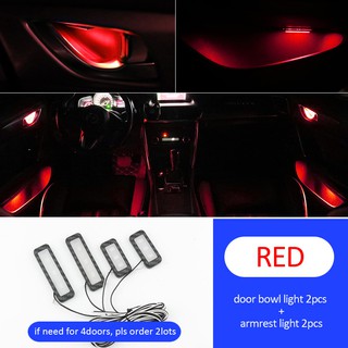 4pcs Car Ambient LED Light Auto Inner Door Bowl handle Armrest Light Car  Door Interior Decorative Atmosphere Lamp Universal