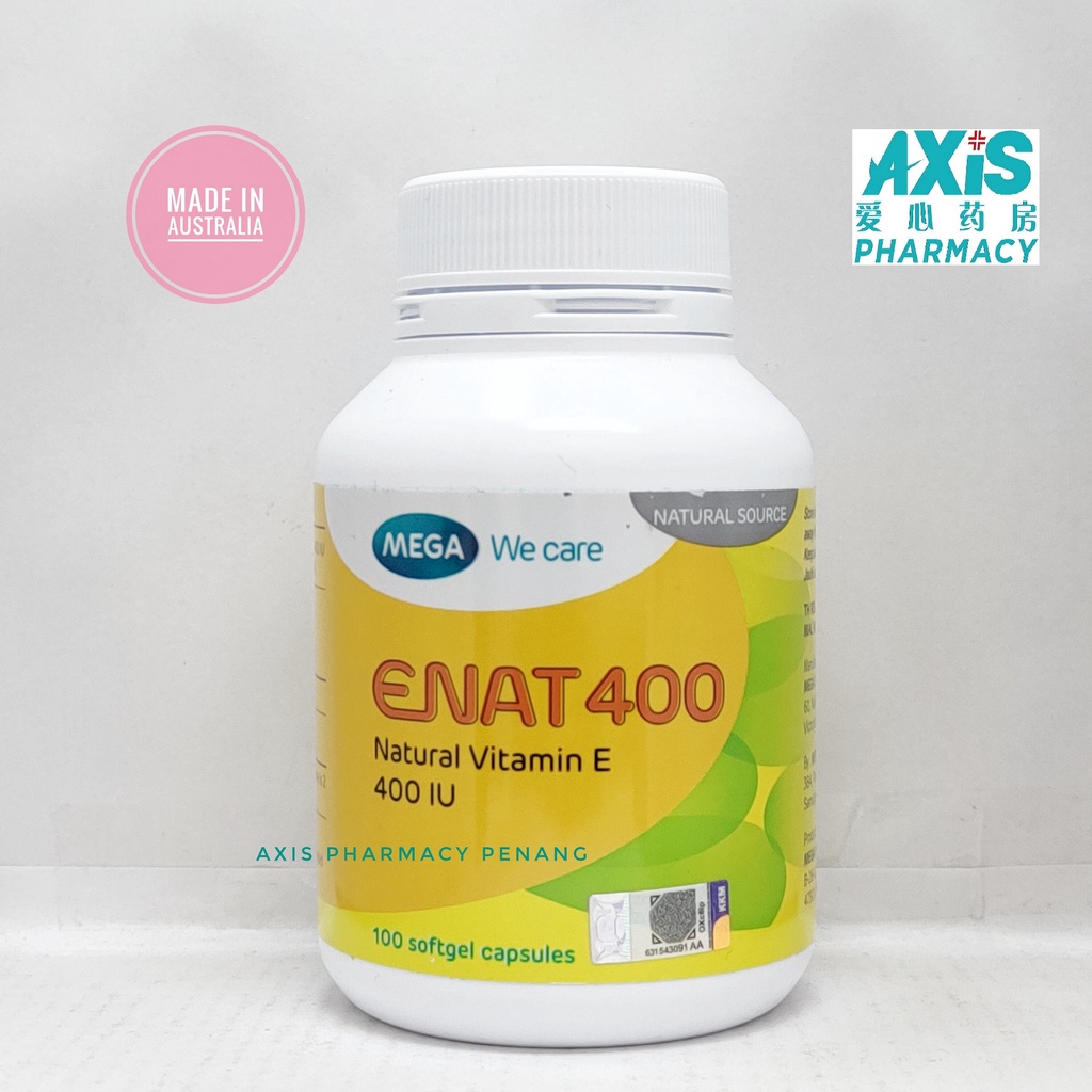 MEGA We care ENAT 400 Natural Vitamin E 400iu 100's Softgel Capsule EXP
