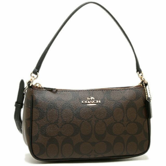 COACH F36674 Top Handle Pouch in Signature Brown Black Shopee Malaysia