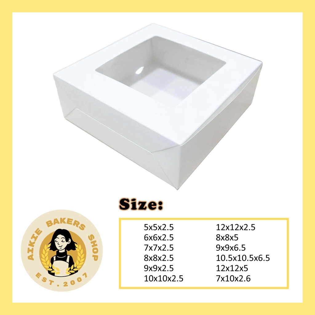 50psc 5/6/7/8 inch White Window Cake Box/ White Window Talam Box ...