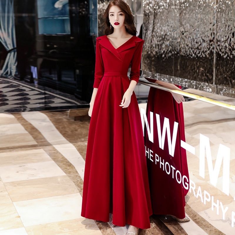 Women Clothes New temperament red dress waist slim dress | Shopee Malaysia