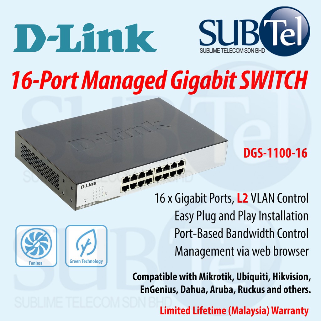 D-Link DGS-1100-16 16-Port Gigabit Smart Managed Switch 16 Port ...