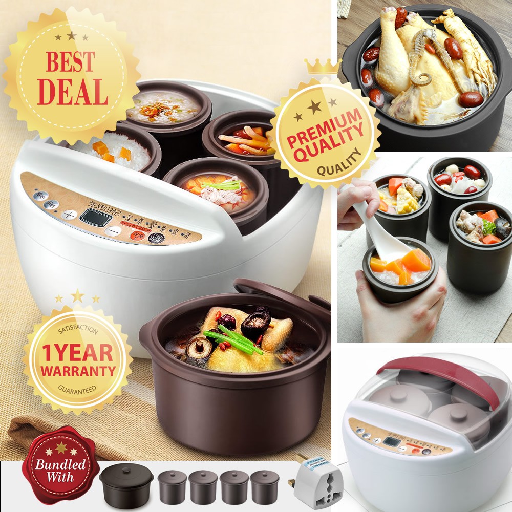 MINIPOT D622 2L Water-isolated 5-in1 Multi-stew Purple Clay Slow Cooker ...