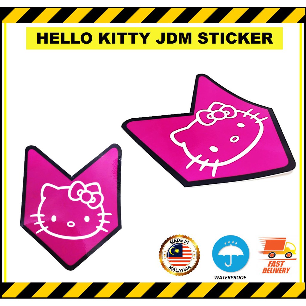 HELLO KITTY JDM CAR STICKER, WATERPROOF, GLOSSY, OUTDOOR STICKER