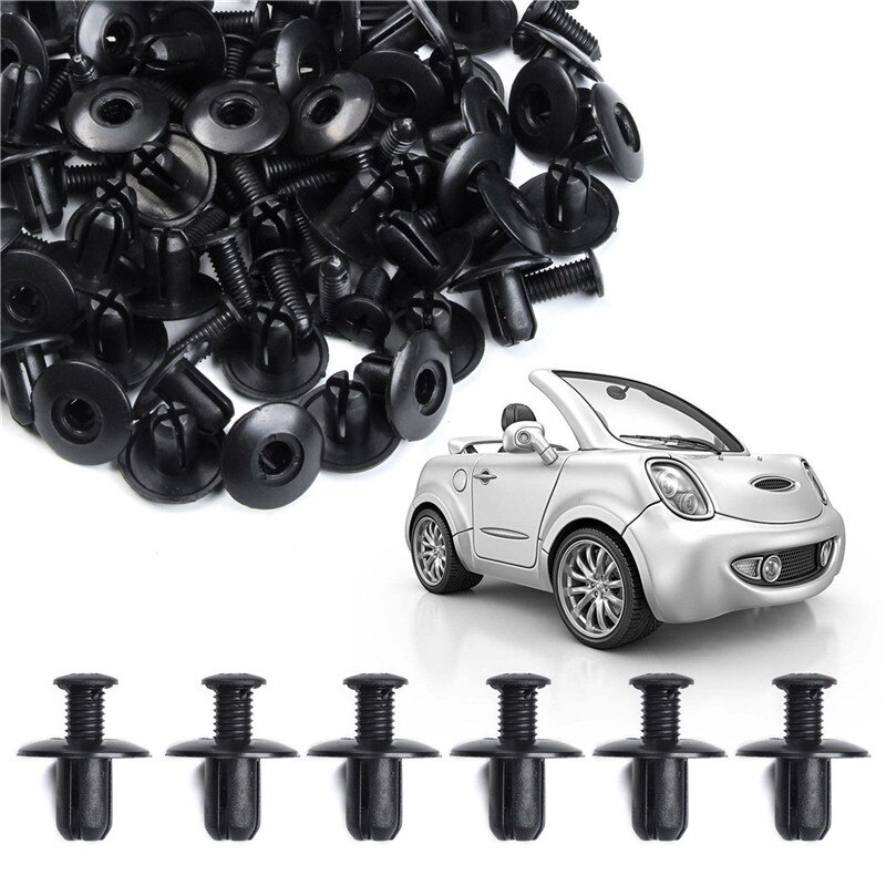 Fydun Push Pin Revet Fittings 100pcs 6 Tamaños Surtido Cuerpo Car Push Pin Rivet Recortar Clip Panel Empuje Retenedor Y Negro