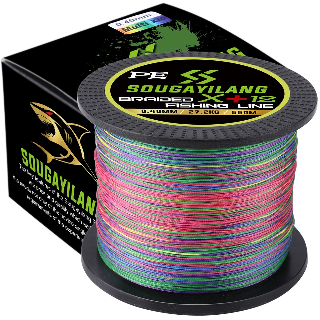 Sougayilang X+12 Strong PE Fishing Line (28.9LB-60LB/150M/350M/550M ...