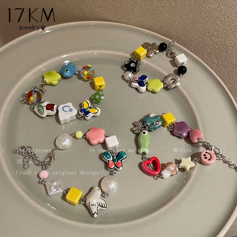 17KM Cartoon Pearl Butterfly Beads Bracelet Shell Smiley Cloud Bear ...