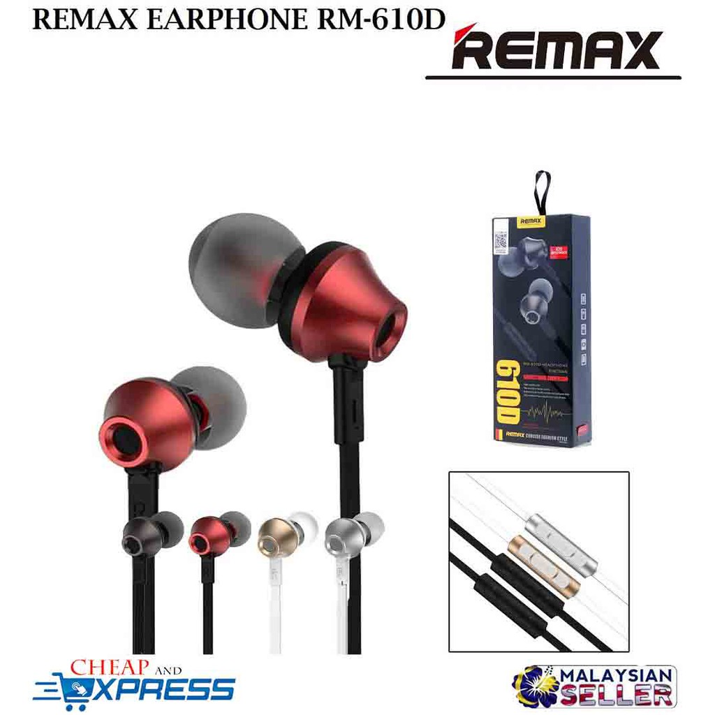 REMAX RM-610D 3.5MM WIRED MUSIC STEREO EARPHONE HEAVY BASS | Shopee ...