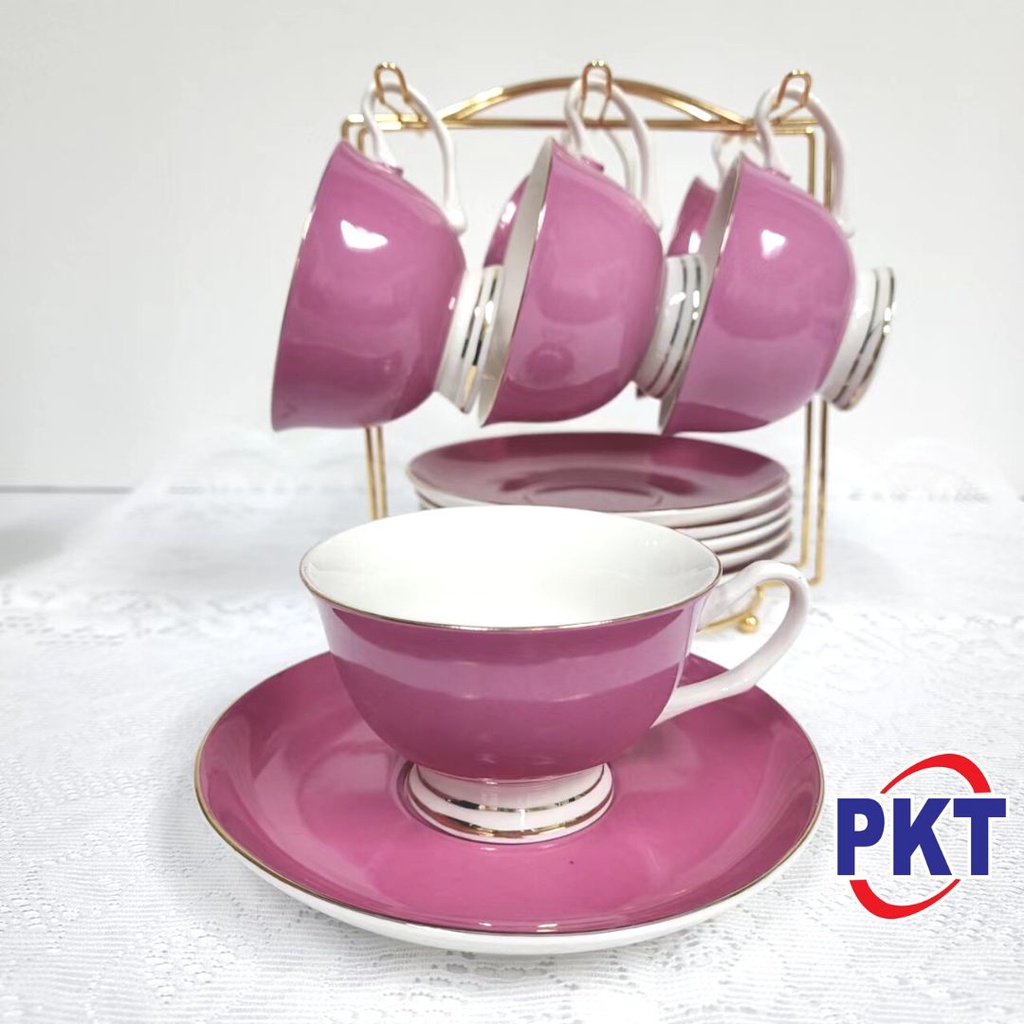 13PC CUP & SAUCER PORCELAIN 220ML // CAWAN & PIRING PORCELIN CERAMIC ...