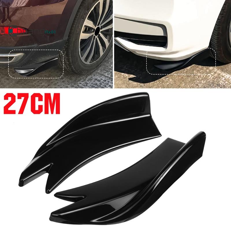 27cm Car Rear Bumper Spoiler Canards Fins Anti Crash Diffuser Lip Wrap