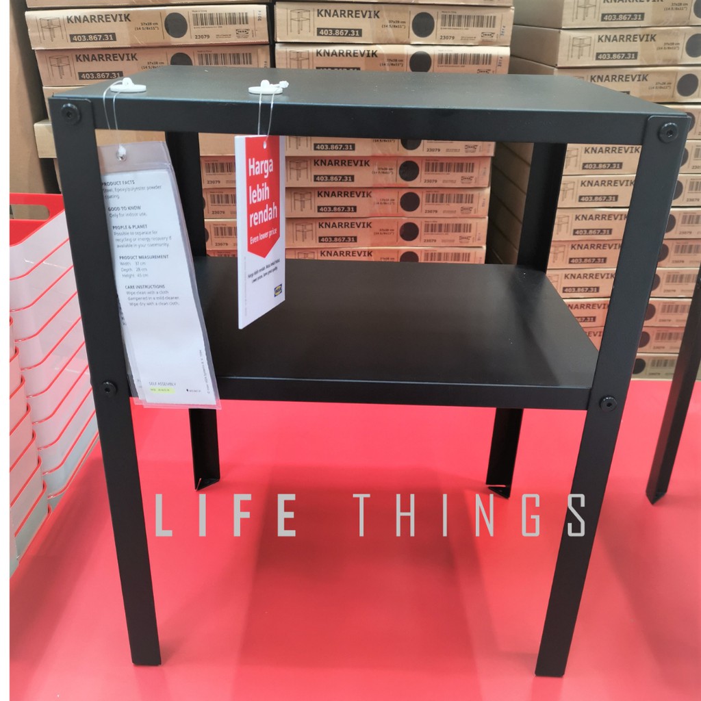 IKEA KNARREVIK Bedside table, black, Meja sisi katil, hitam, 37x28 cm