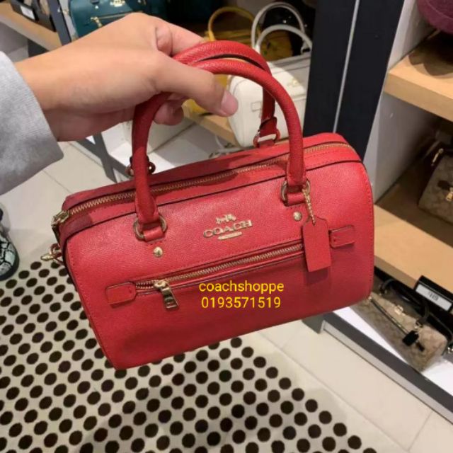 Coach Leather Rowan Satchel in Red 