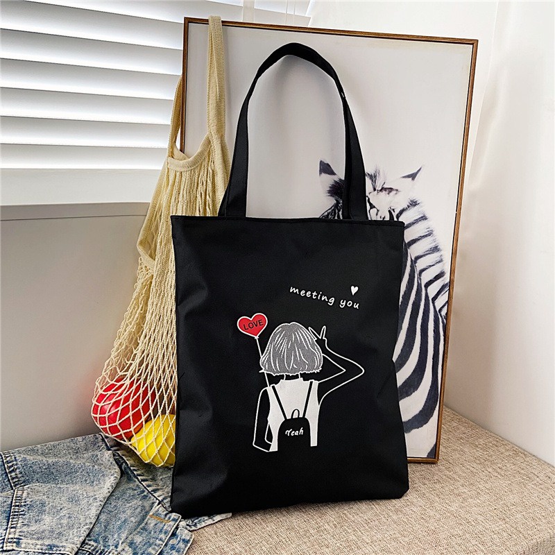 Student Tote Bag With Zip Canvas Beg Tuisyen Galas Tepi Sekolah Cute ...