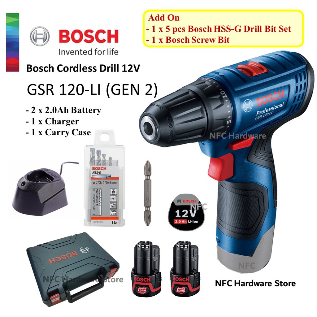 Bosch Gsr 120li Cordless Drill 12v Gen 2 Shopee Malaysia 