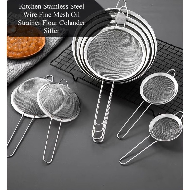 Kitchen Stainless Steel Wire Fine Mesh Oil Strainer Flour Colander Sifter Shopee Malaysia