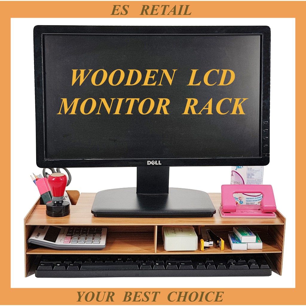 Wooden LCD monitor rack, DIY Monitor rack, Desktop monitor rack, rak ...