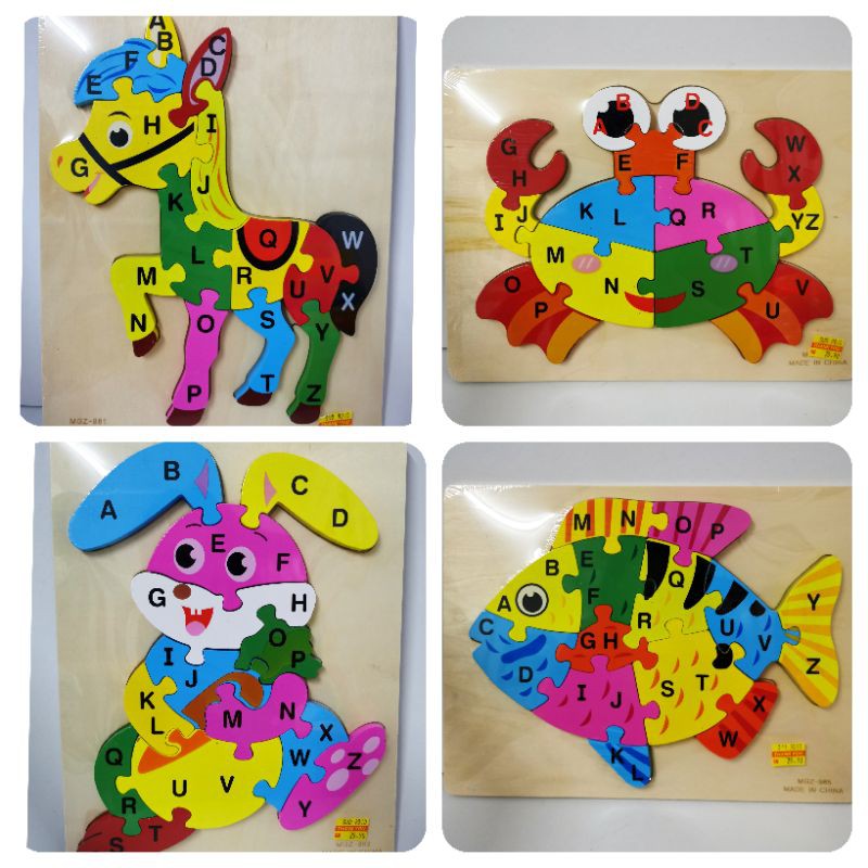 READY STOCK!!!WOODEN HIGH QUALITY ABC LEARNING COLOURFUL SHAPE ANIMALS ...