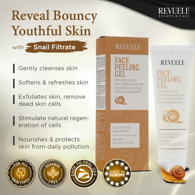Revuele Face Moisturising Peeling Gel Snail Filtrate Removes dead