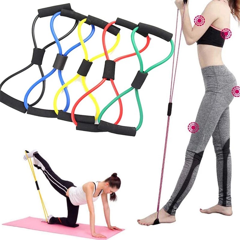 Yoga Resistance Exercise Bands Gym Fitness Equipment Pull Rope 8 Word Chest  Expander Elastic Muscle Training Tubing Tension Rope