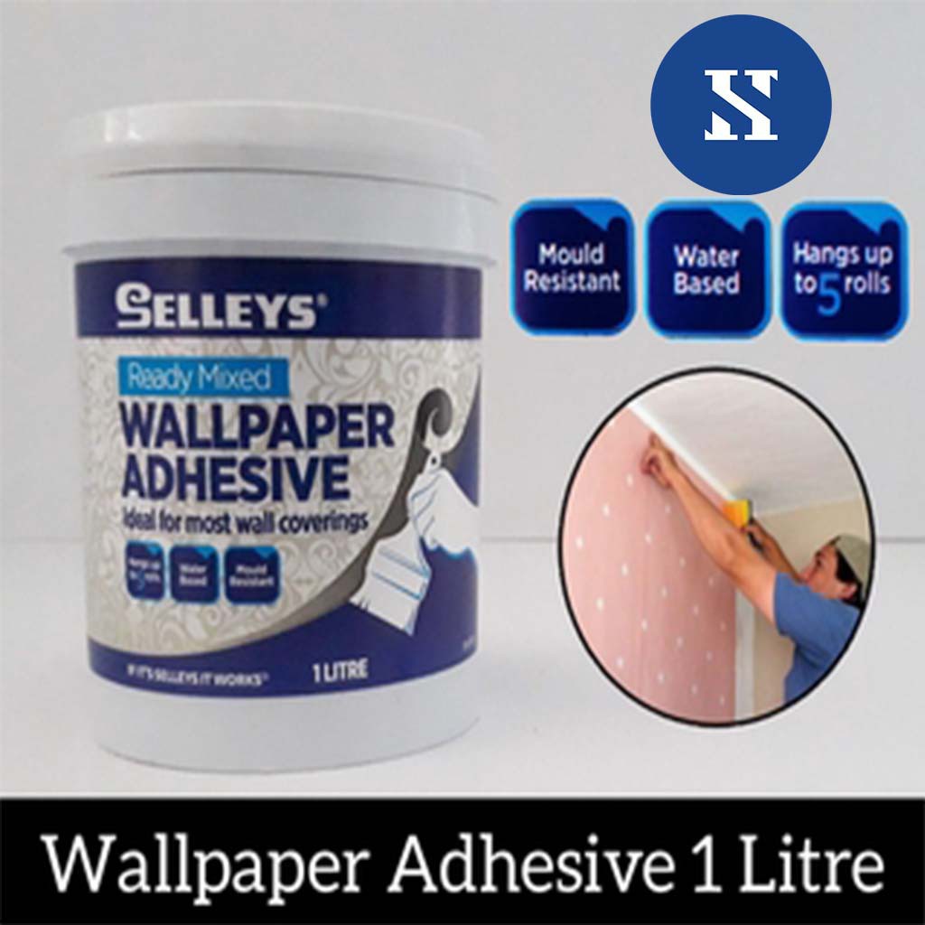№☸Selleys Wall Paper Adhesive 1 Liter Gam Wallpaper Wall Lining Paper Glue  Ready Mixed Use Kertas Dinding
