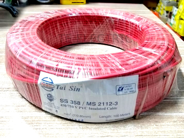 TAISIN 4MM PVC CABLE TAISIN 4MM PVC INSULATED CABLE PURE COPPER (SIRIM ...