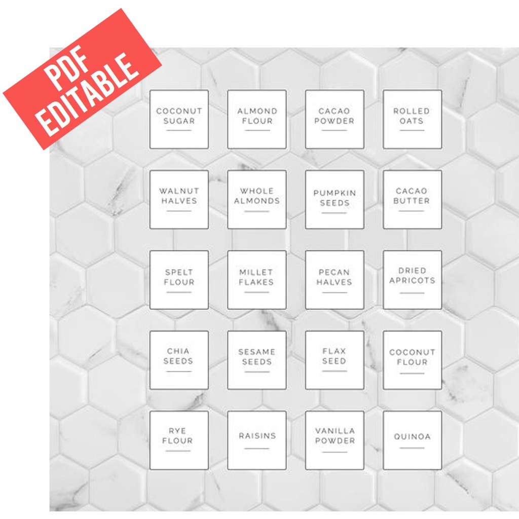 Editable Pantry Label | Modern Pantry Label | Kitchen Label Sticker | Printable Pantry Label [TEMPLATE ONLY] | Shopee Malaysia for Editable Blank Kitchen Labels Free Printable