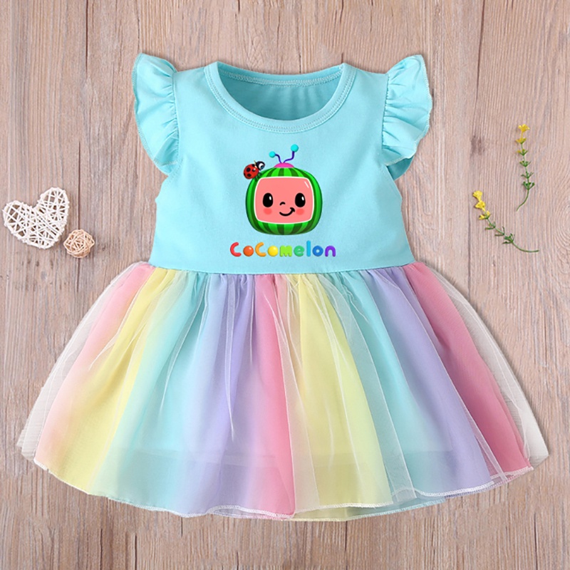 Cocomelon Cartoon Pattern Children's Rainbow Veil Dress Cartoon Cute ...