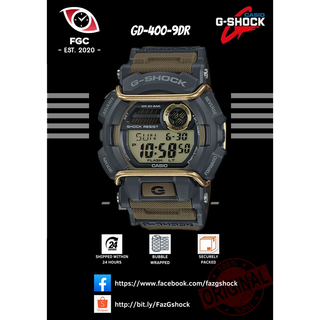 CASIO G SHOCK GD 400 9DR POWER RANGERS MUD GREEN 100 ORIGINAL